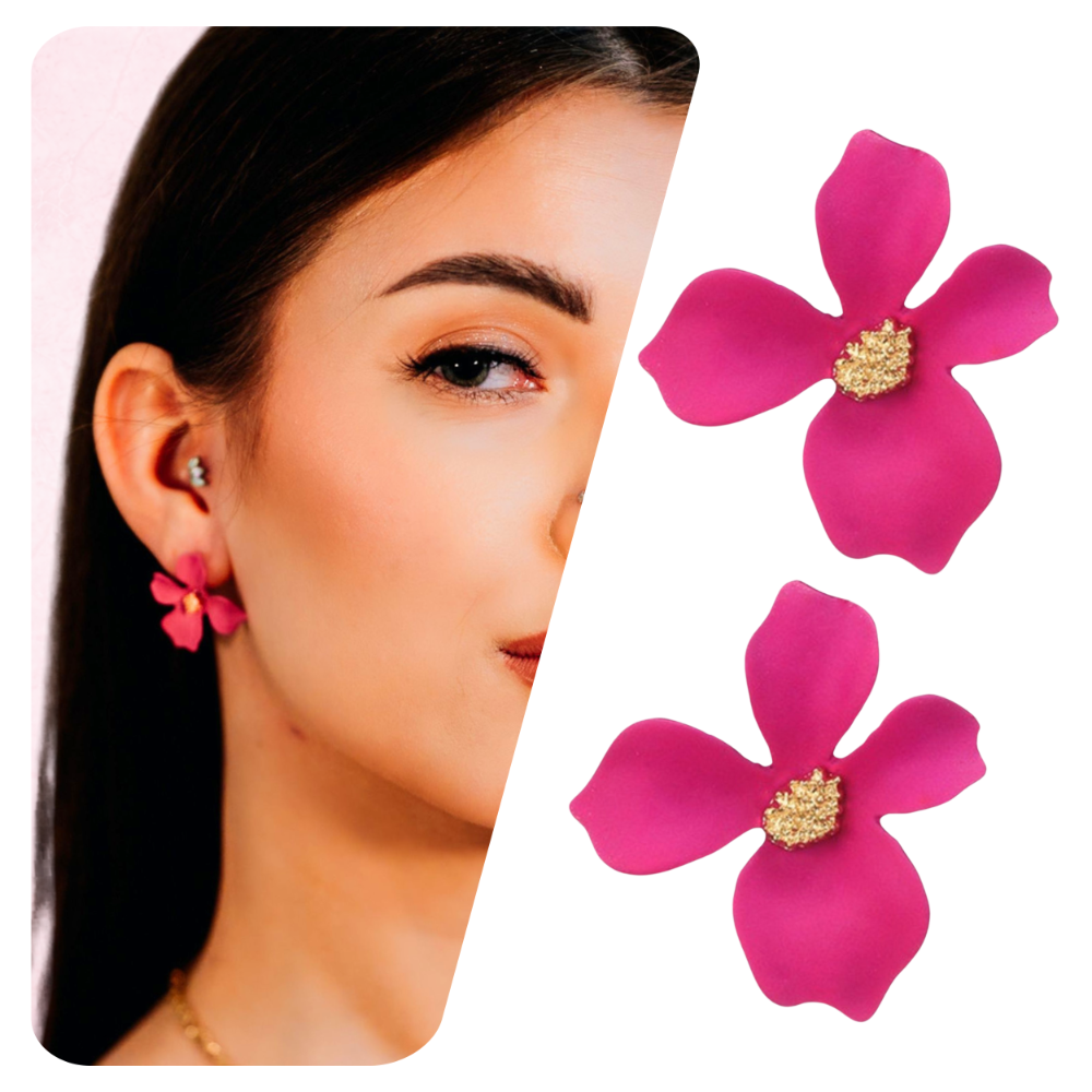 Kolczyki kwiaty sztyfty różowe złote wiosenne wkrętki - lekkie, subtelne