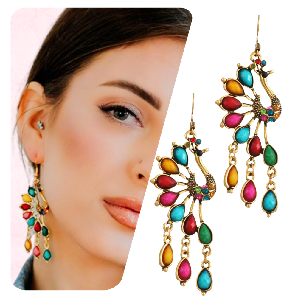 Kolczyki wiszące złote długie z cyrkoniami - eleganckie, w stylu vintage