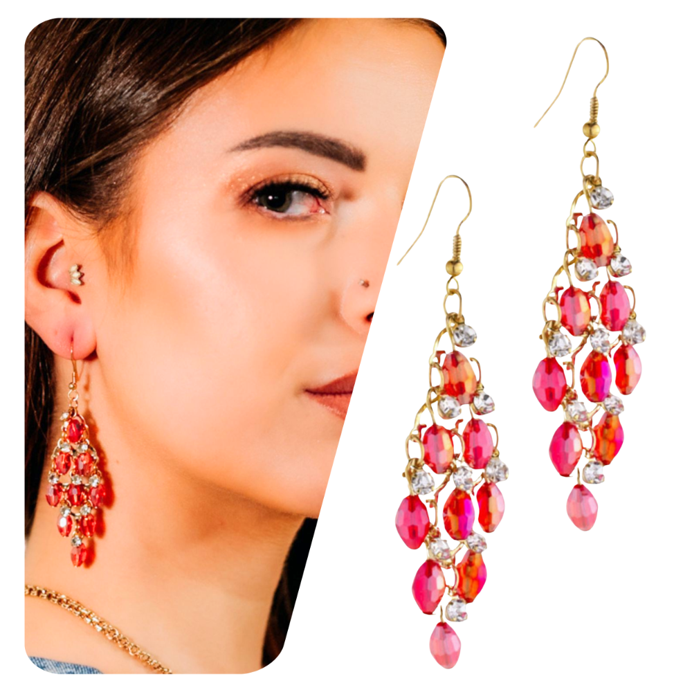 Kolczyki wiszące złote długie z cyrkoniami - eleganckie, przykuwają uwagę