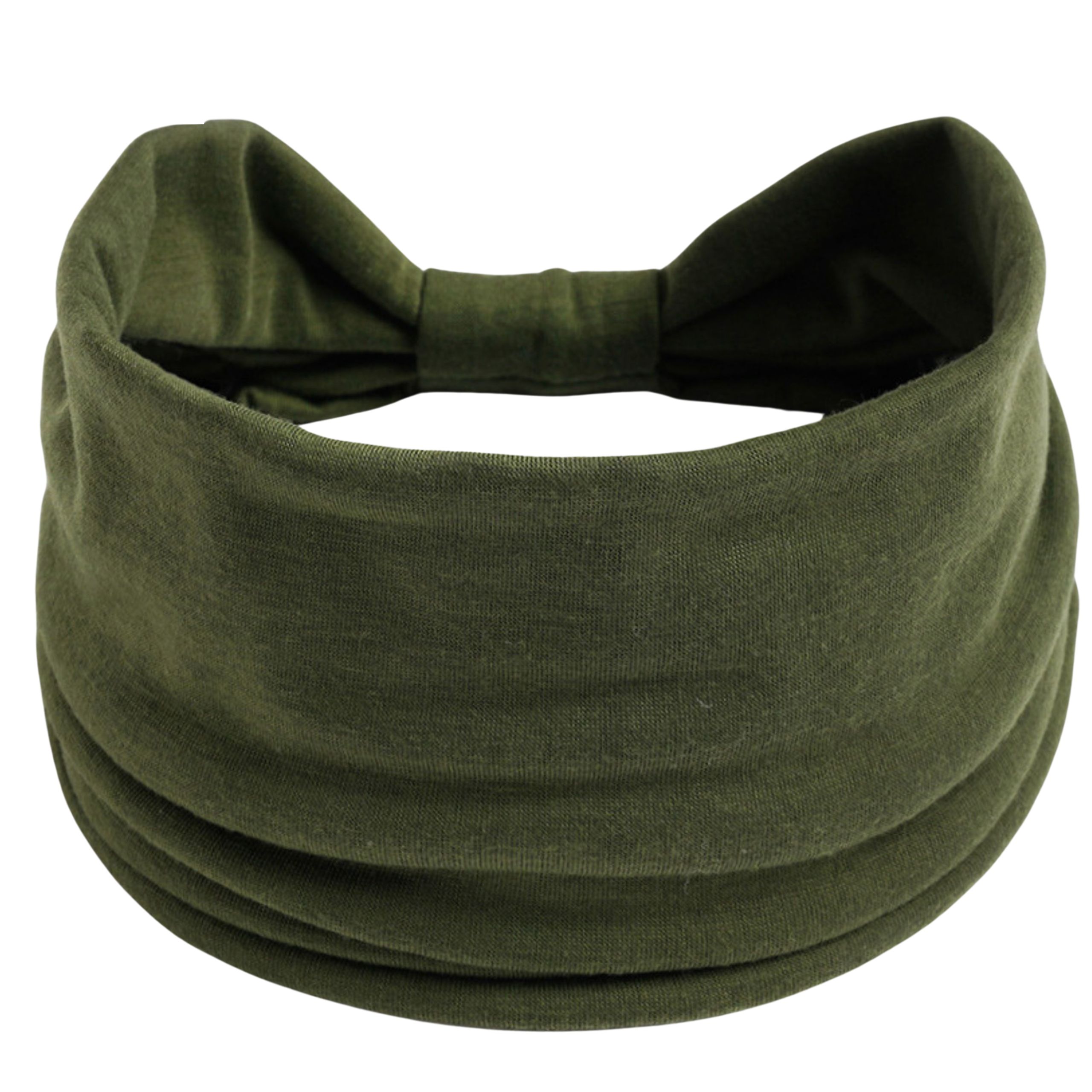 Opaska na głowę szeroka zielona z supłem na włosy - miękka, nie uciska