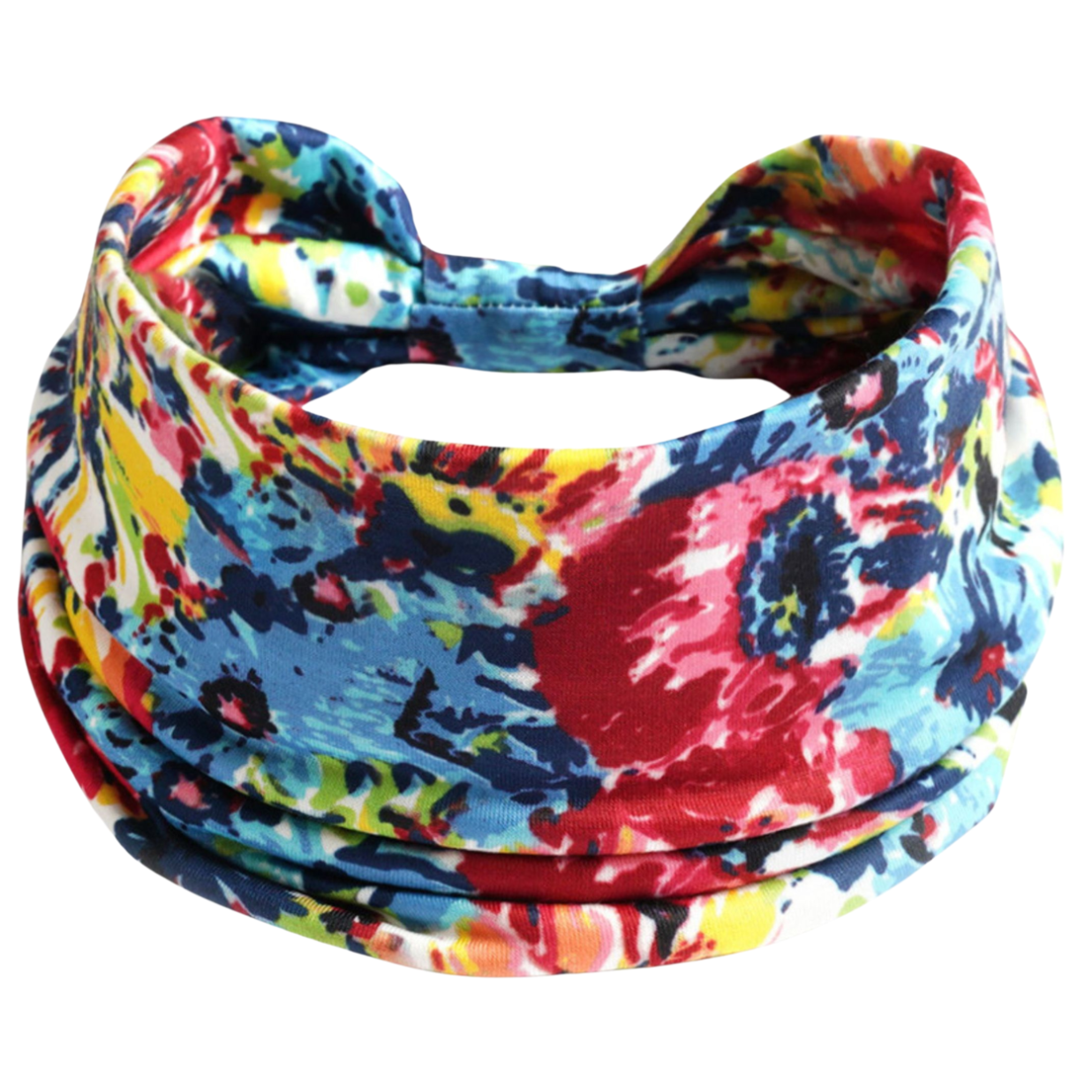 Opaska na głowę szeroka kolorowa z supłem na włosy - miękka, nie uciska