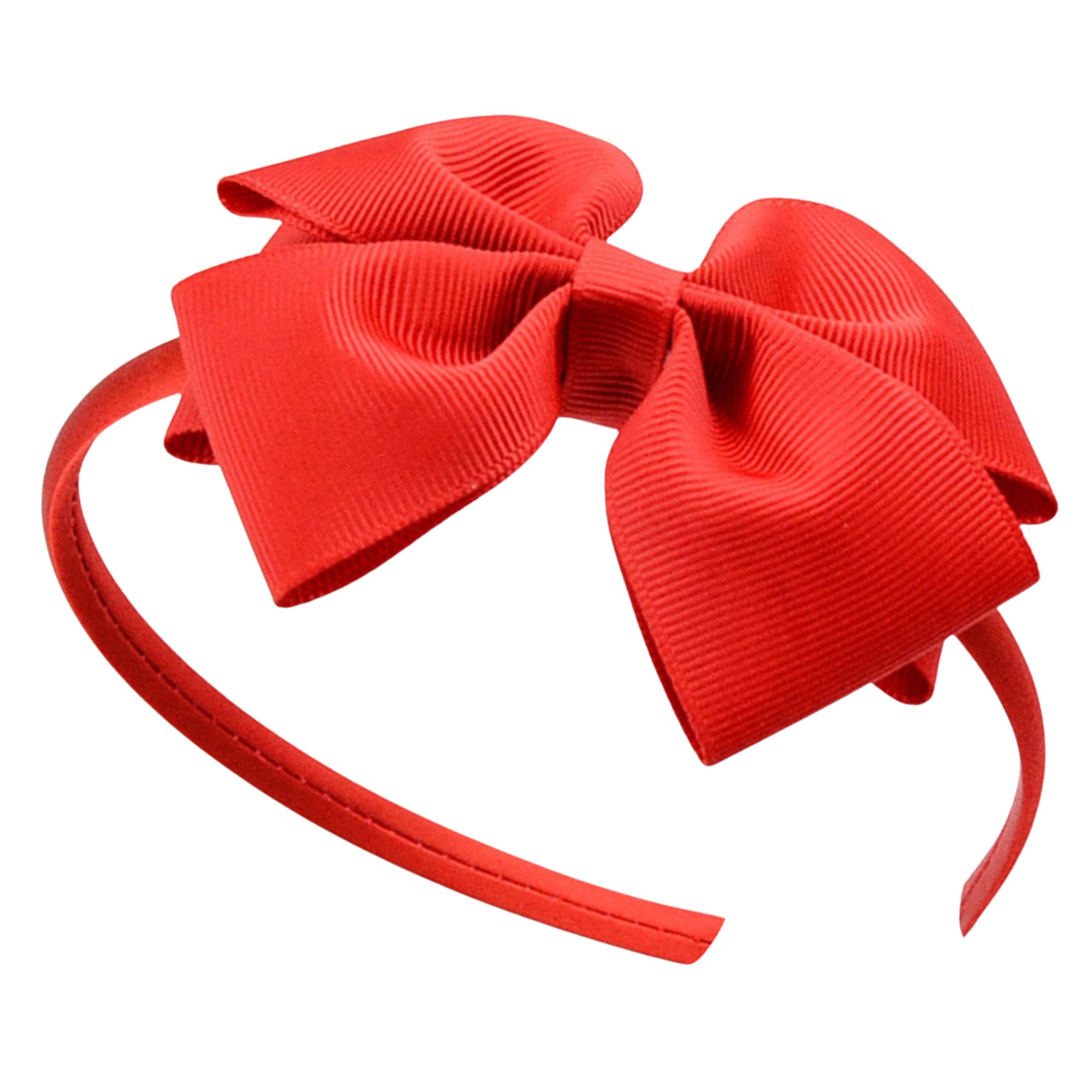 Opaska na głowę z kokardą czerwona ozdobna do włosów - lekka, nie uciska
