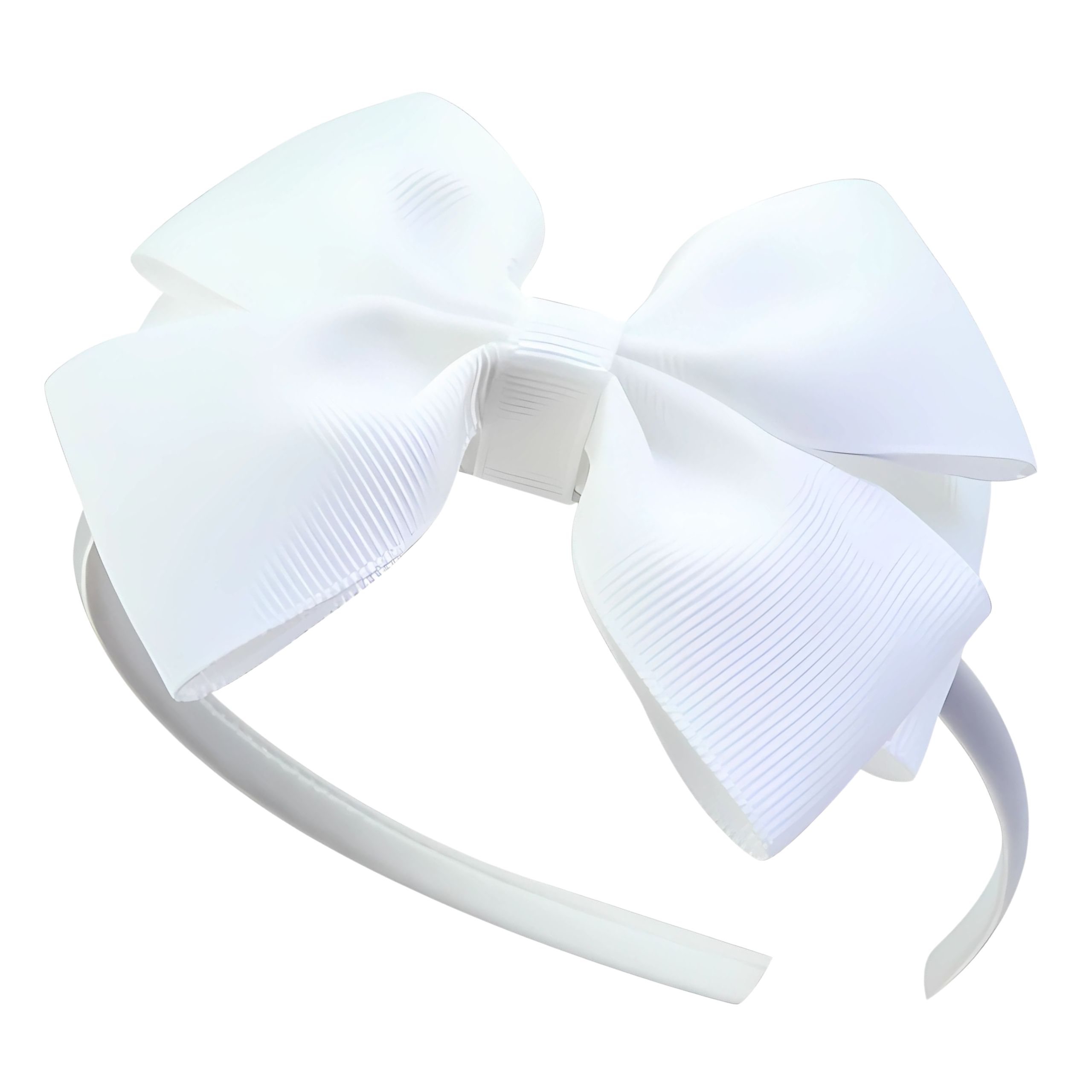 Opaska na głowę z kokardą biała ozdobna do włosów - lekka, nie uciska