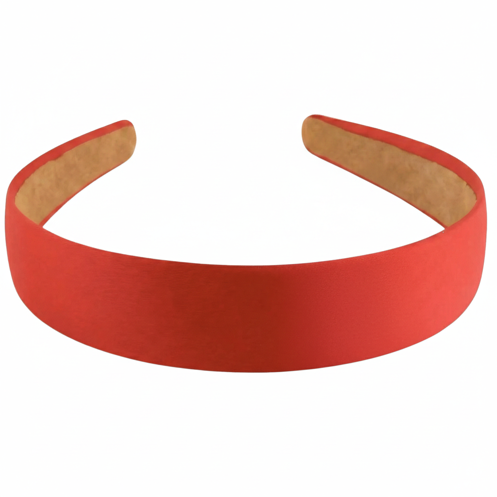 Opaska na głowę szeroka czerwona satynowa do włosów - lekka, nie uciska