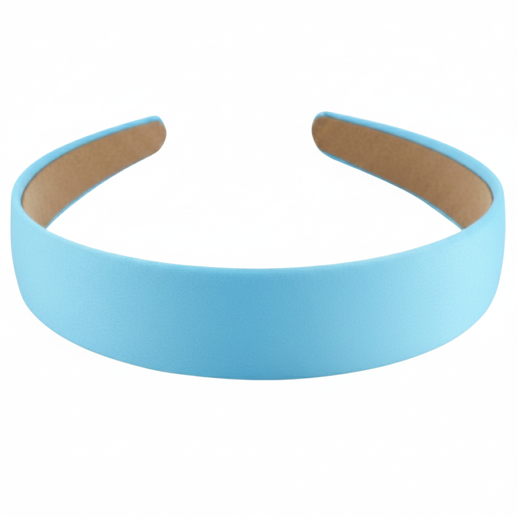 Opaska na głowę szeroka niebieska satynowa do włosów - lekka, nie uciska