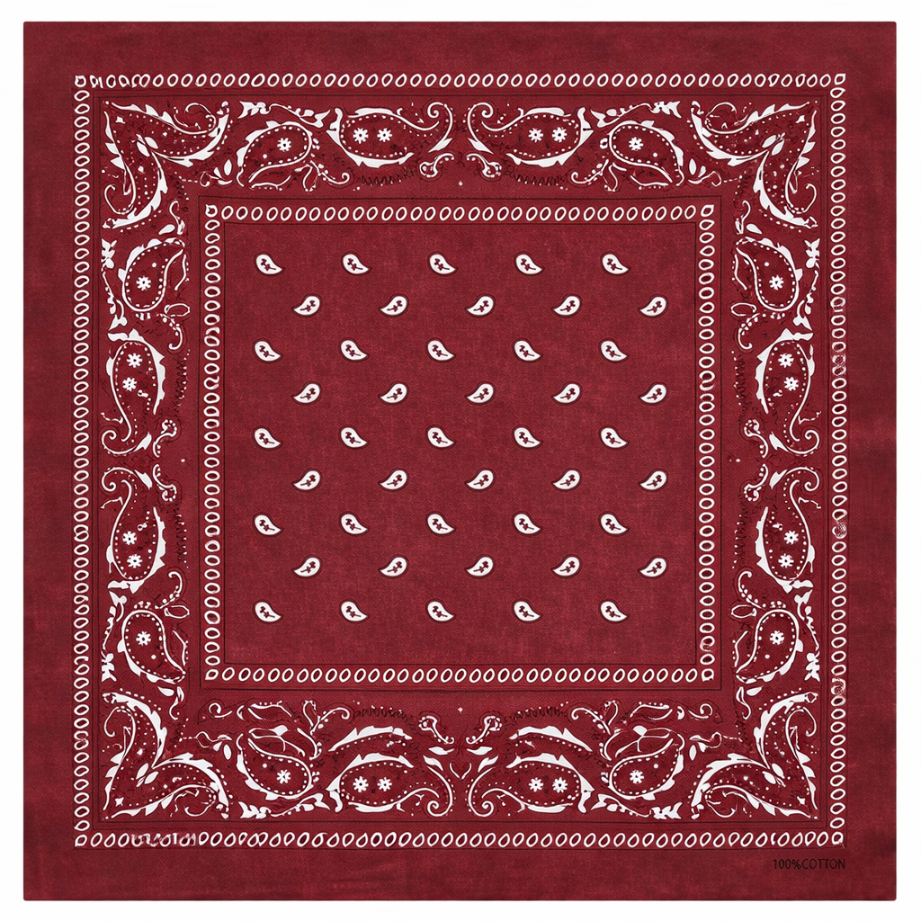 Chusta bandana na głowę bordowa na szyję do włosów - bawełniana oddychająca