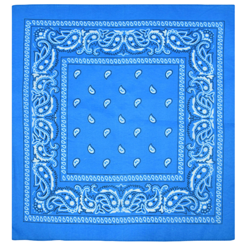 Chusta bandana na głowę niebieska na szyję włosy - bawełniana, oddychająca