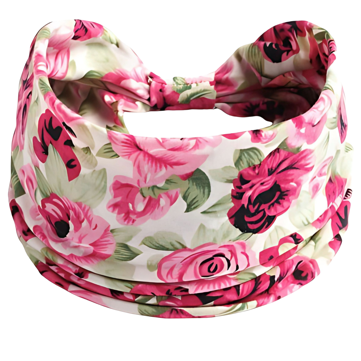 Opaska na głowę szeroka różowa z supłem na włosy - miękka, nie uciska