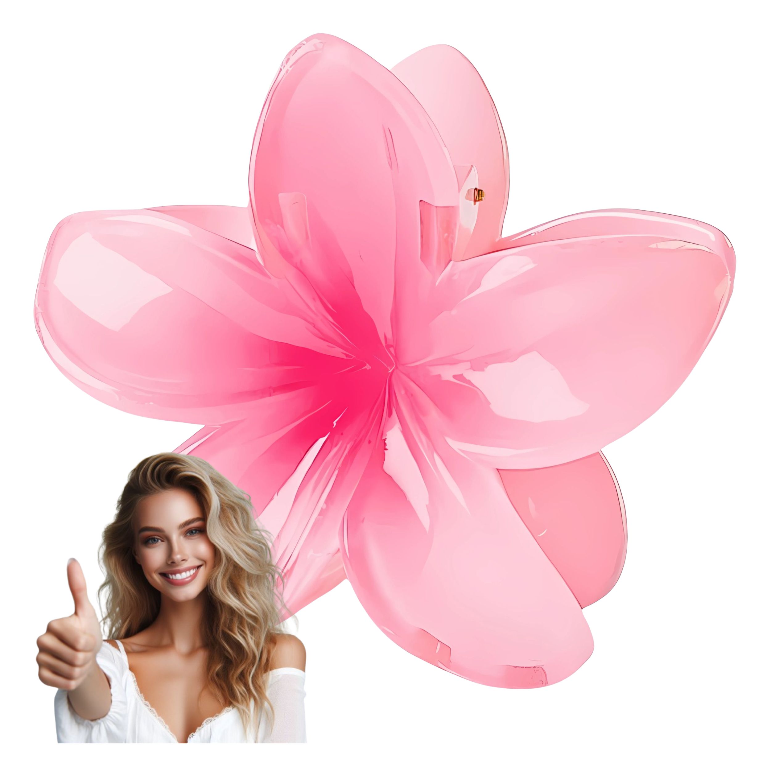 Klamra do włosów spinka kwiat różowa - letnia, pewnie trzyma włosy