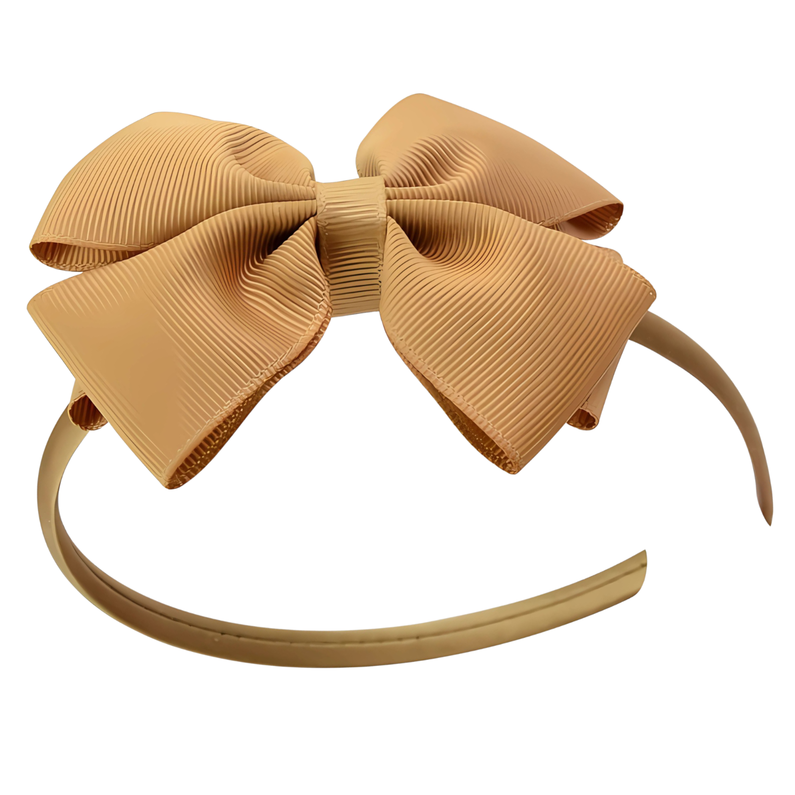 Opaska na głowę z kokardą beżowa ozdobna do włosów - lekka, nie uciska