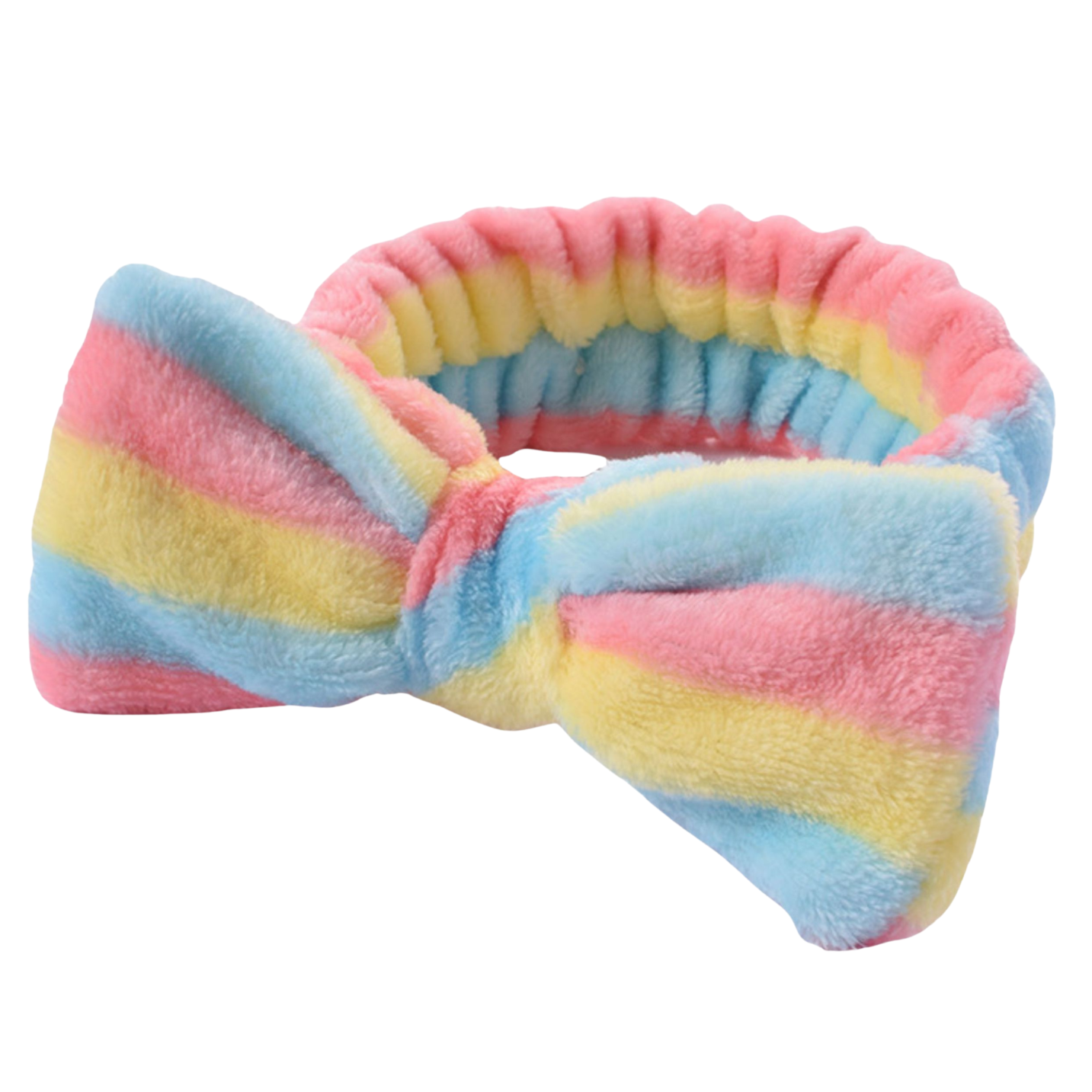 Opaska do włosów kosmetyczna z kokardą pluszowa - miękka, nie uciska