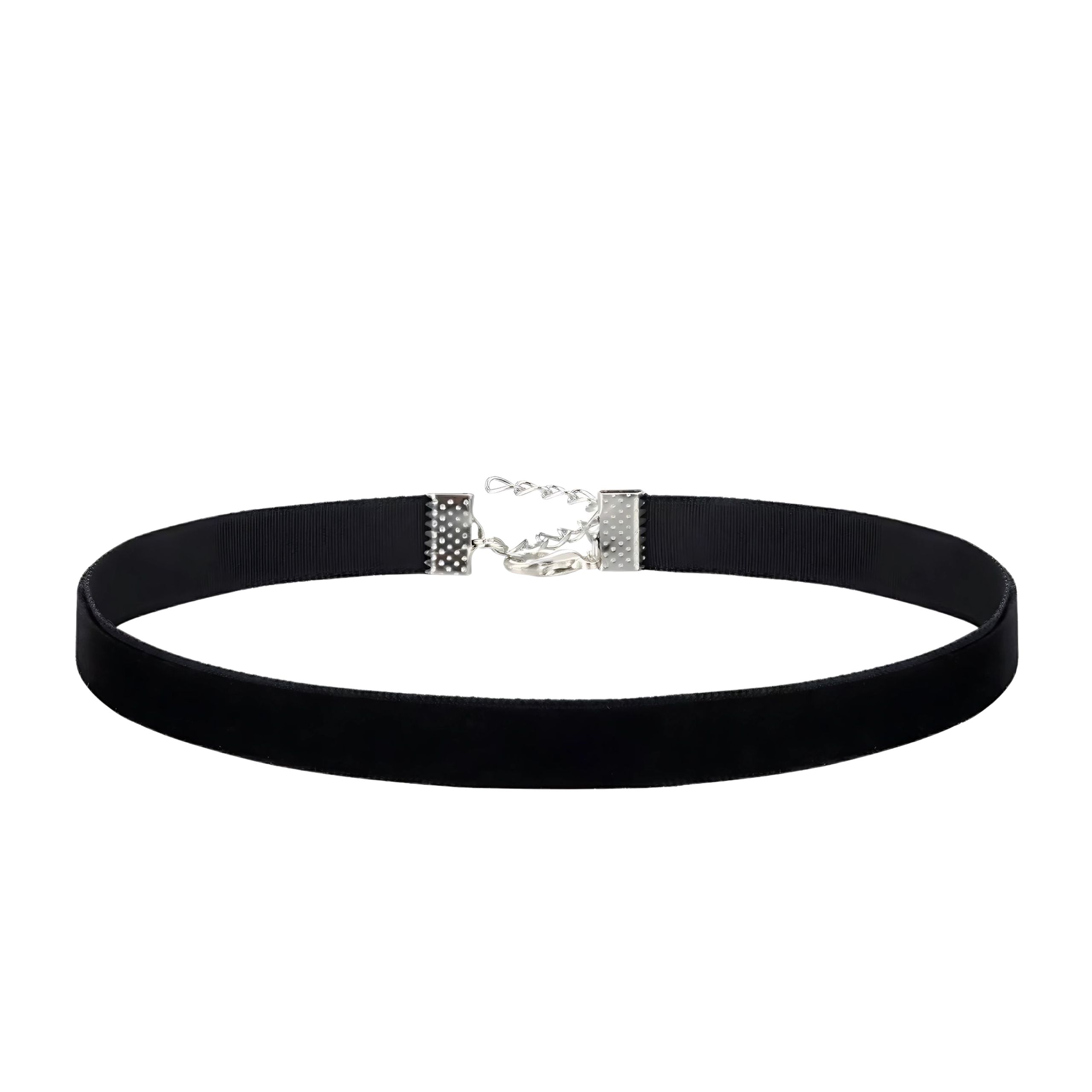 Choker naszyjnik czarny srebrny regulowany na szyję - aksamitny, elegancki