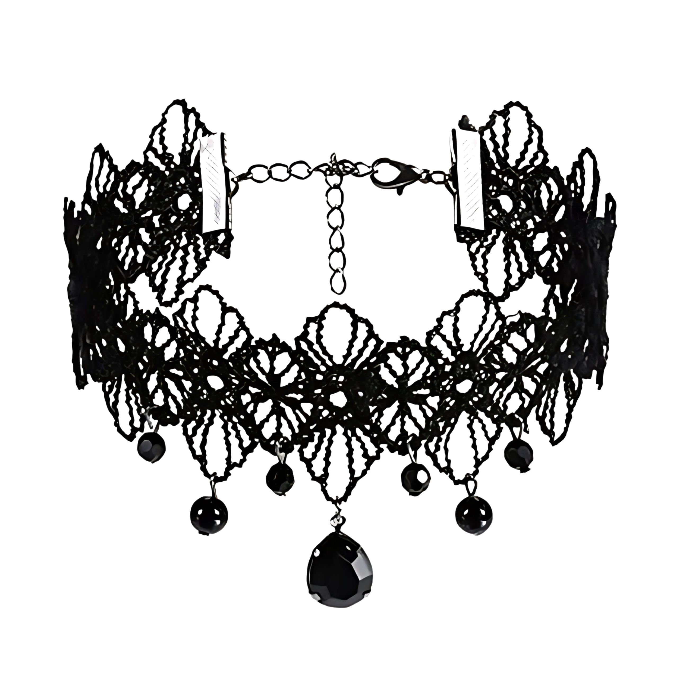 Choker naszyjnik czarny srebrny na szyję - elegancki, przykuwa uwagę