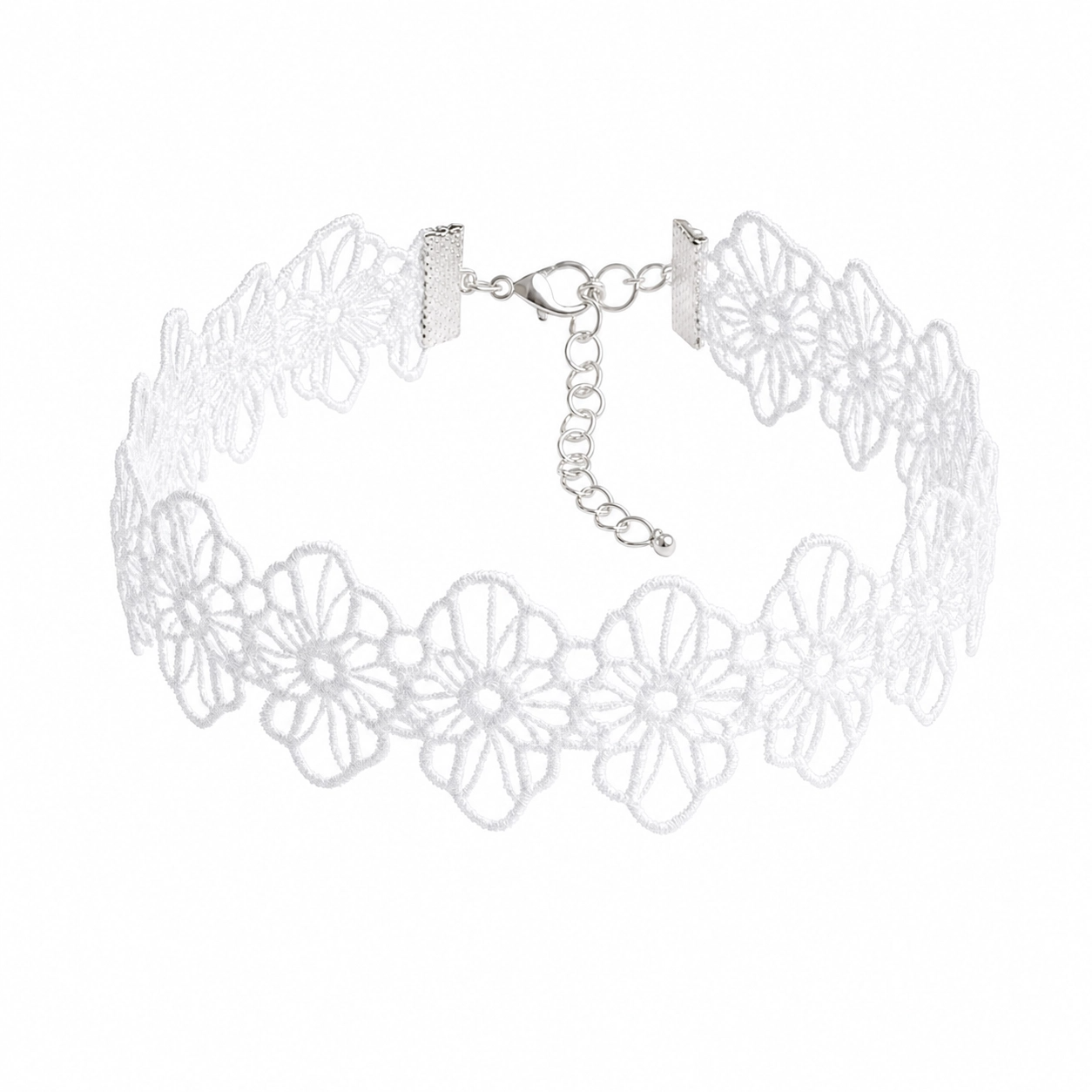 Choker naszyjnik biały srebrny na szyję - elegancki, przykuwa uwagę