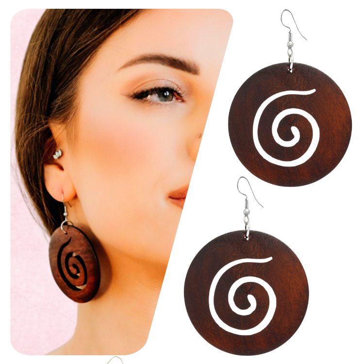 Kolczyki wiszące koła z naturalnego drewna - lekkie, przykuwają uwagę
