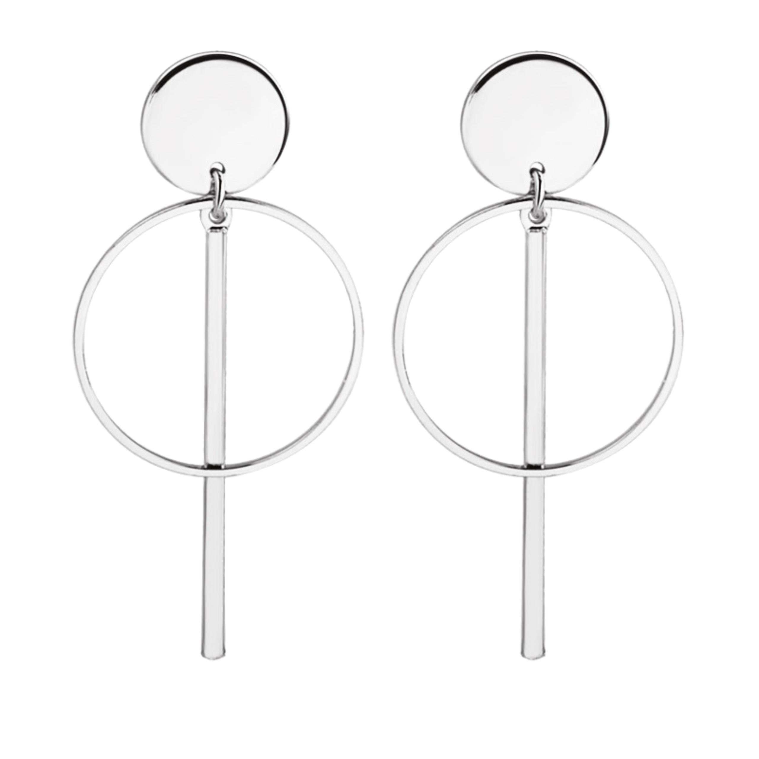 Kolczyki srebrne wiszące wkrętki długie geometryczne - lekkie, eleganckie