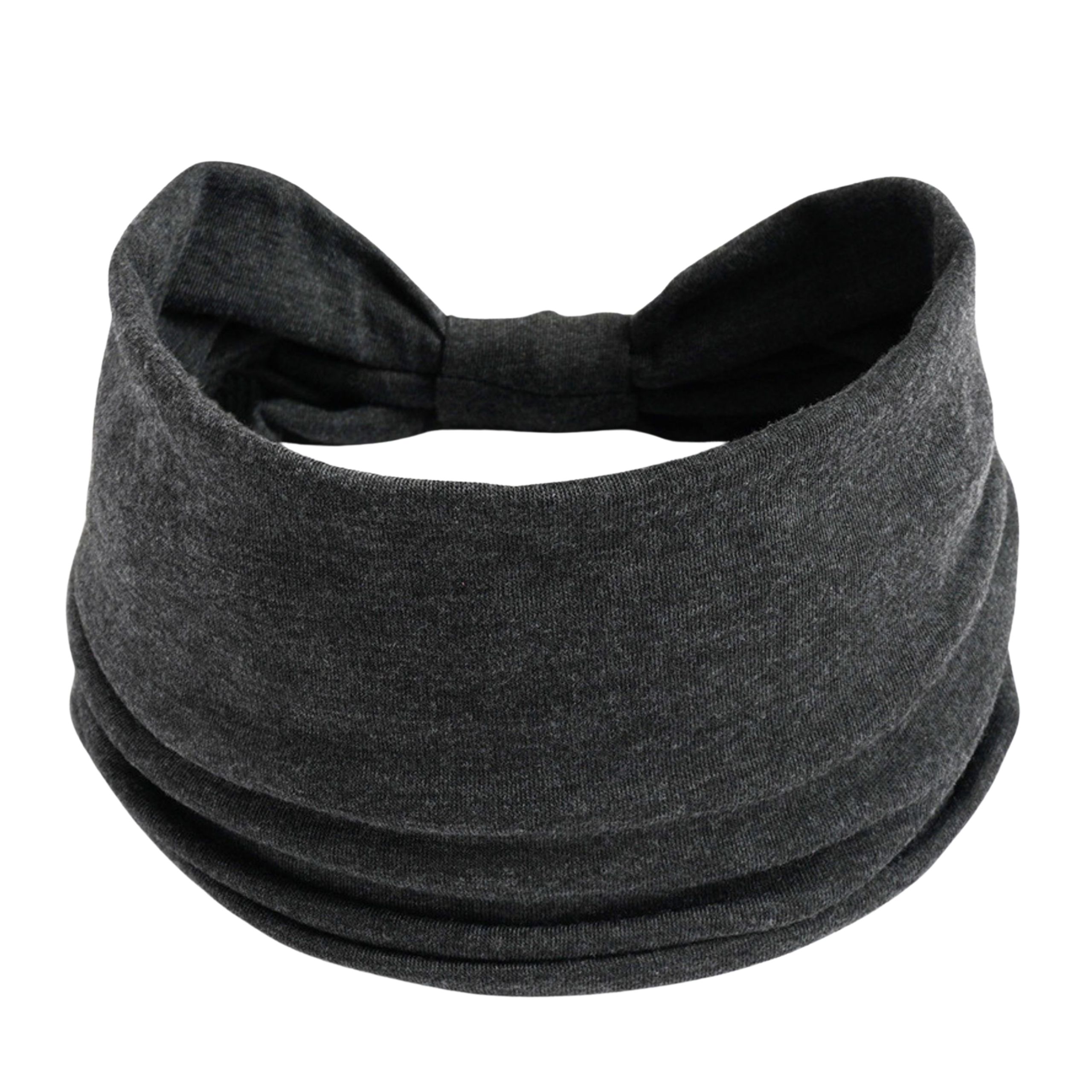 Opaska na głowę szeroka szara z supłem turban na włosy - miękka, nie uciska