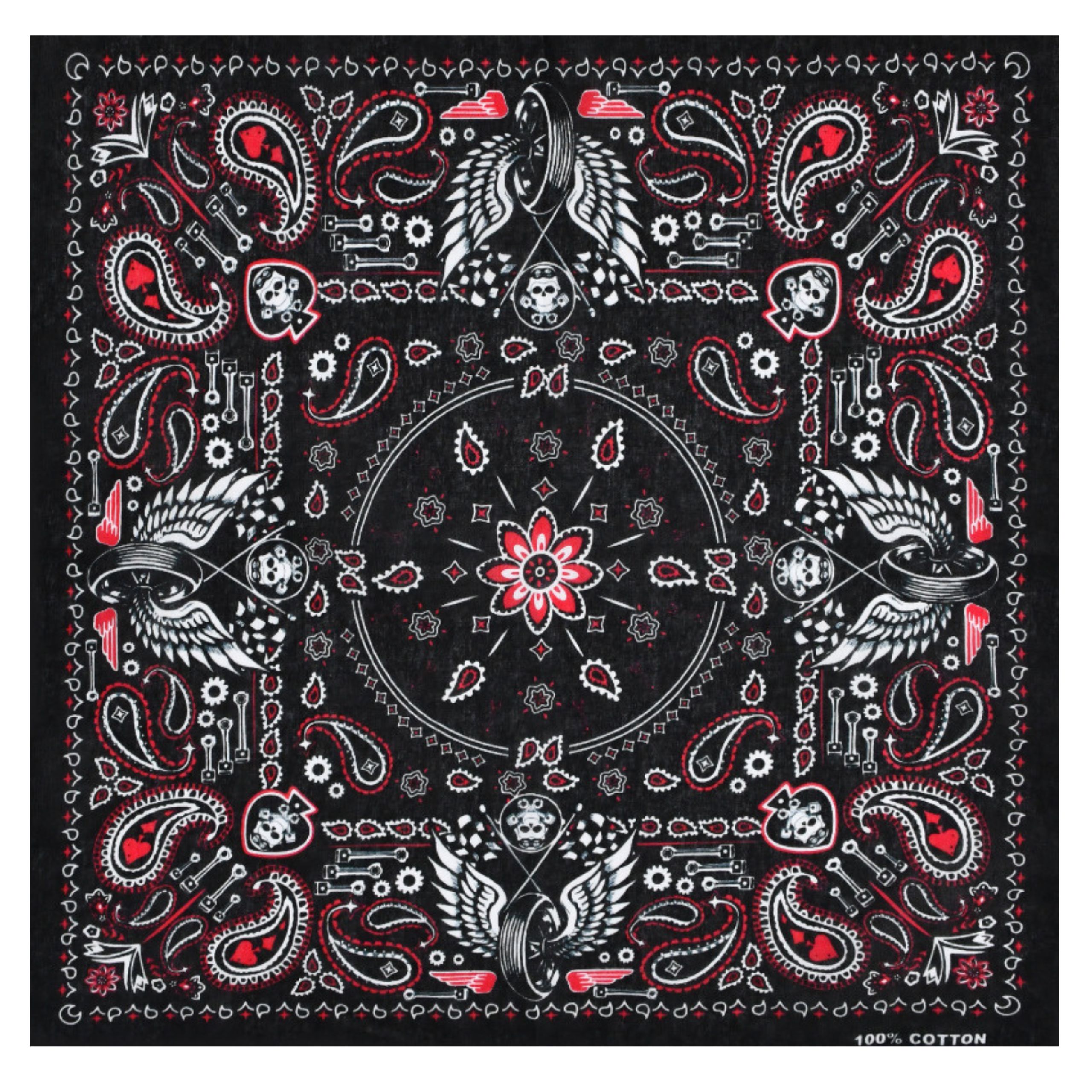 Chusta bandana na głowę czarna na szyję włosy - bawełniana, oddychająca