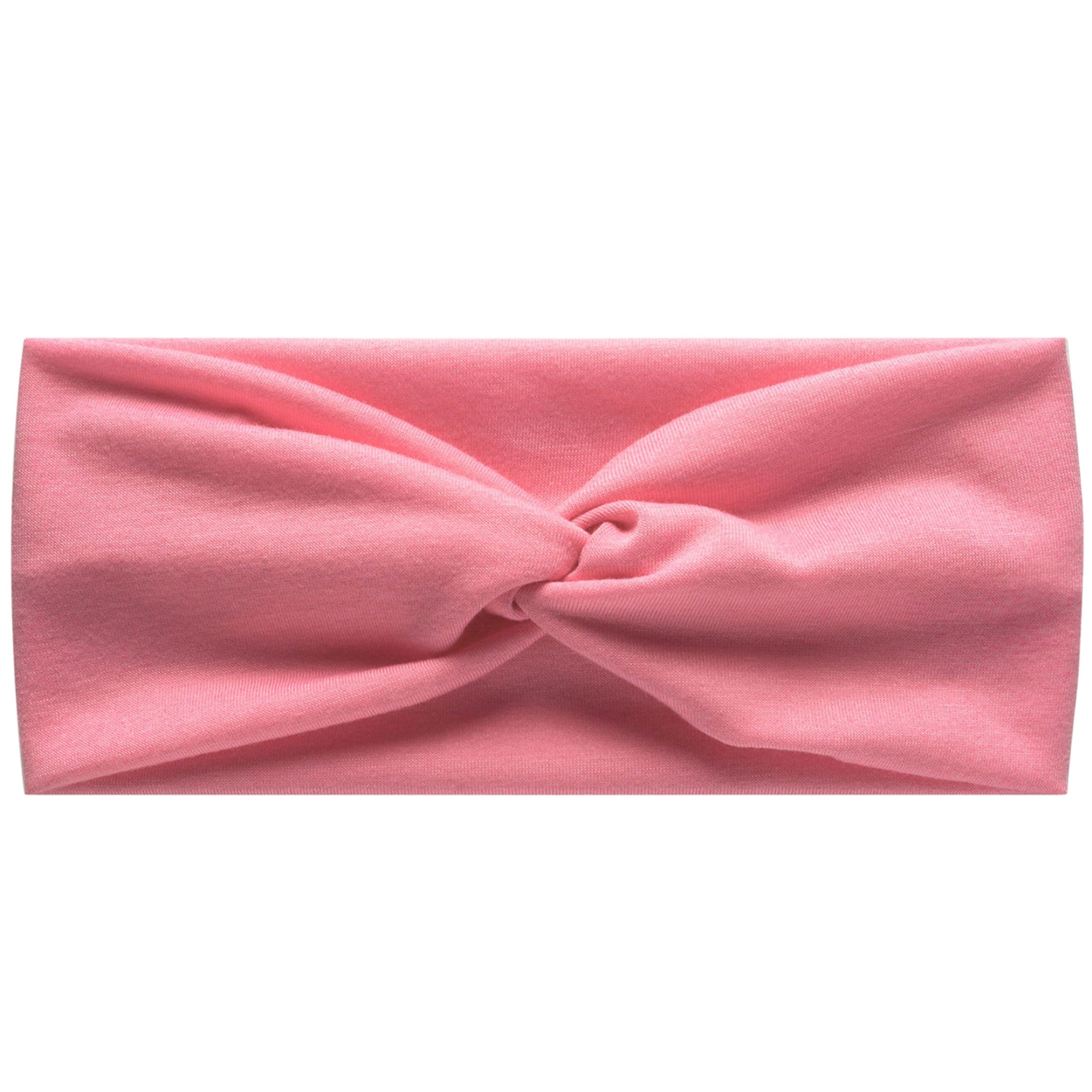 Opaska na głowę szeroka różowa z supłem do włosów - miękka, nie uciska